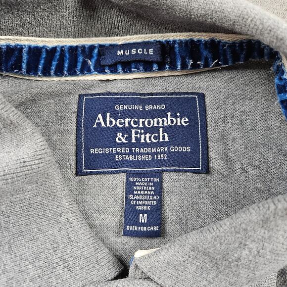 Abercrombie Fitch Polo Shirt Muscle Short Sleeve Preppy Y2K Mens Medium - Picture 3 of 6